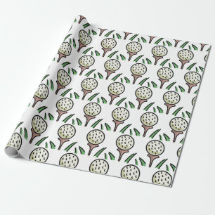 Golfer Gift - Oversized Golf Balls on Gold Tees Wrapping Paper