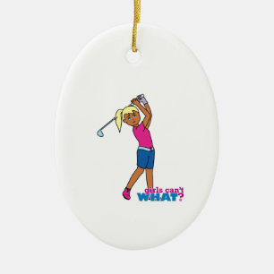 Golfer-girl 3 ceramic ornament