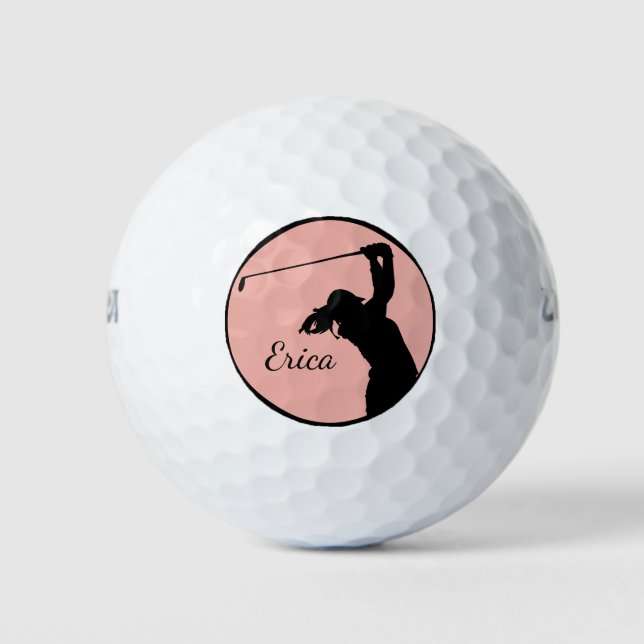 Golfer Girl Golfing Personalised Golf Balls (Front)