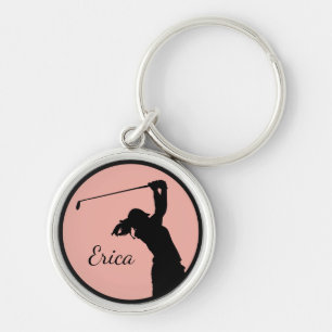 Golfer Girl Golfing Personalised Golf  Key Ring
