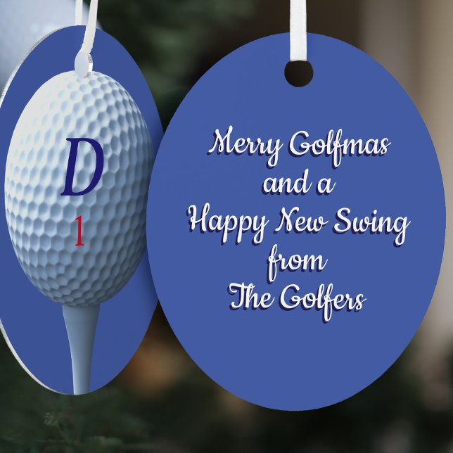 Golfer Golf Ball Modern Merry Golfmas Personalised Metal Tree Decoration (Creator Uploaded)
