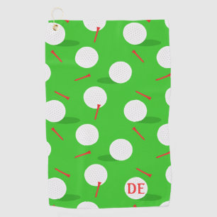 Golfer Golf Balls and Tees Pattern Monogram Towel