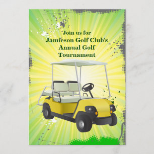 Golfer Golf Cart Golfing Tournament Invitation