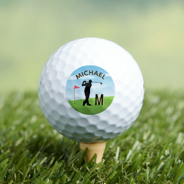 Golfer Golf Course Custom Name 3-D Monogram    Balls (Insitu Tee)