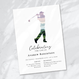 Golfer Golf Course Funeral  Invitation
