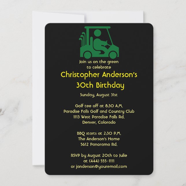 Golfer Golf Golfing 30th Birthday Invitation (Front)