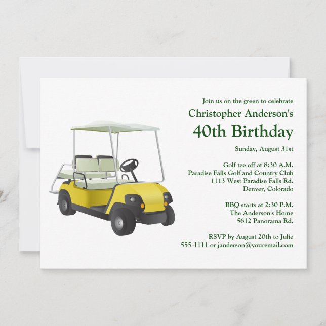 Golfer Golf Golfing 40th Birthday Invitation (Front)