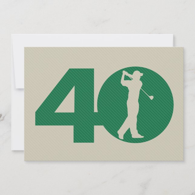 Golfer Golf Green Beige 40th Birthday Invitation (Front)