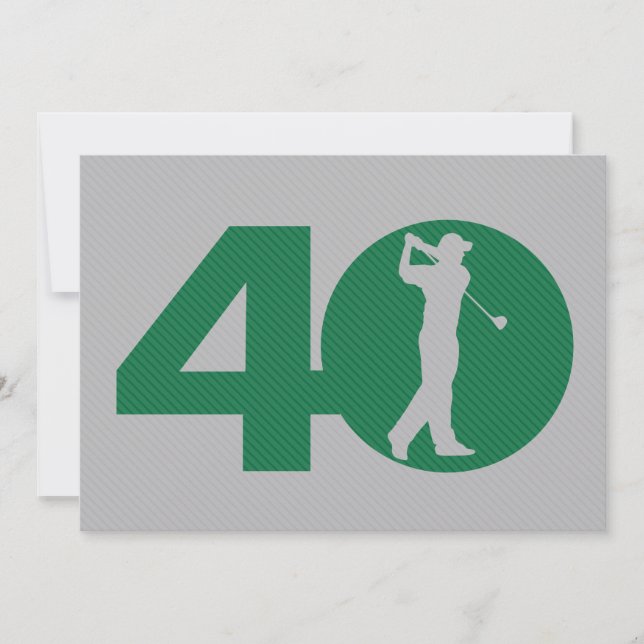 Golfer Golf Green Grey 40th Birthday Invitation (Front)