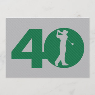 Golfer Golf Green Grey 40th Birthday Invitation