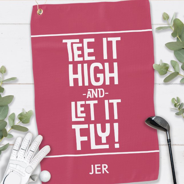 Golfer Golf Humour Funny Sports Custom Magenta Red Towel (Golfer Golf Humor Funny Sports Custom Magenta Red Golf Towel)