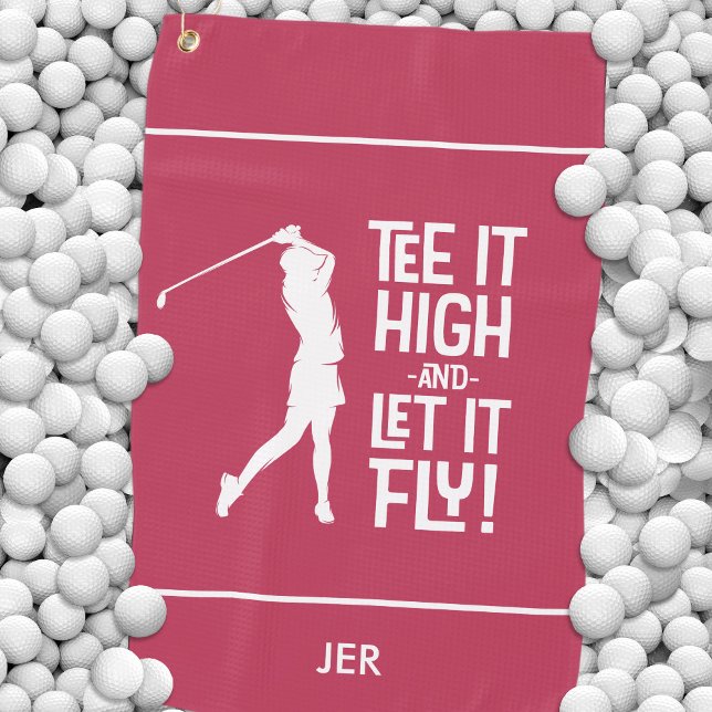 Golfer Golf Humour Funny Sports Modern Magenta Red Towel (Golfer Golf Humor Funny Sports Modern Magenta Red Golf Towel)