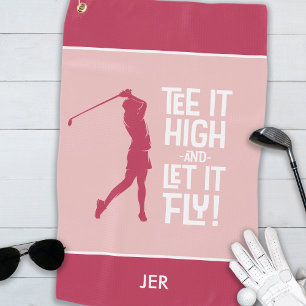 Golfer Golf Humour Funny Sports Modern Magenta Red Towel