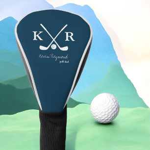 Golfer . Golf-Player Classic White Monogram Blue Golf Head Cover