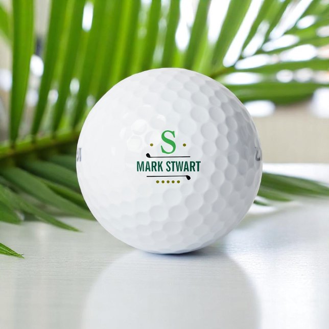 Golfer golf-player Classy Green Monogram   Golf Balls (Creator Uploaded)