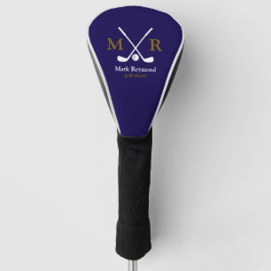 Golfer . golf-player monogram blue golf head cover