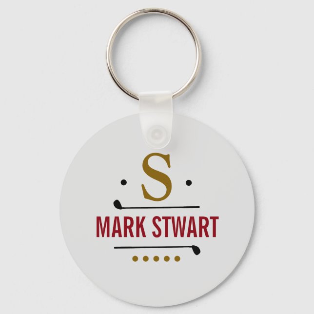 golfer / golf-player monogram  key ring (Front)
