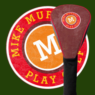 golfer / golf-player reddish monogram golf head cover
