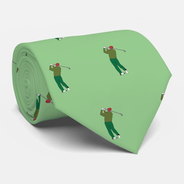 Golfer /Golf Player Silhouette Neck Tie Pattern (Rolled)