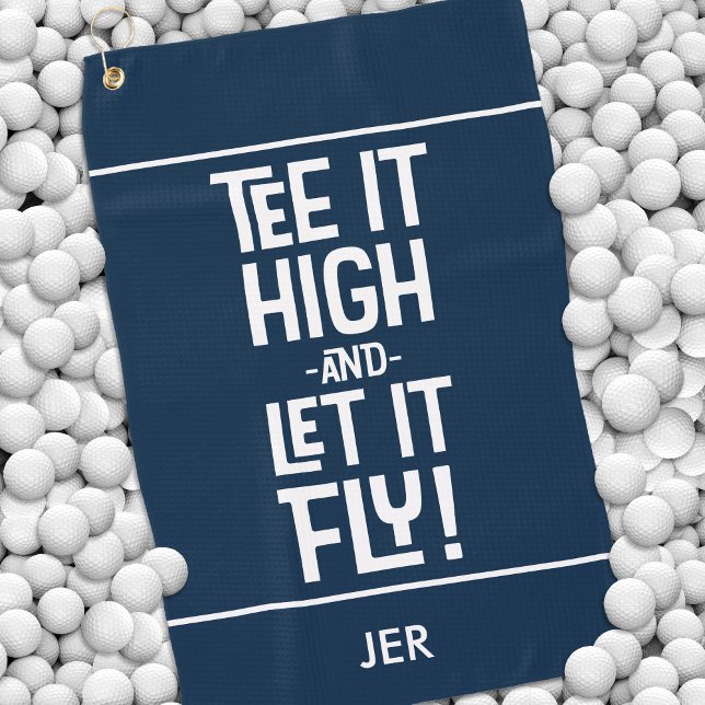 Golfer Golf Tee Humour Fun Monogram Navy Blue Cute Towel (Creator Uploaded)
