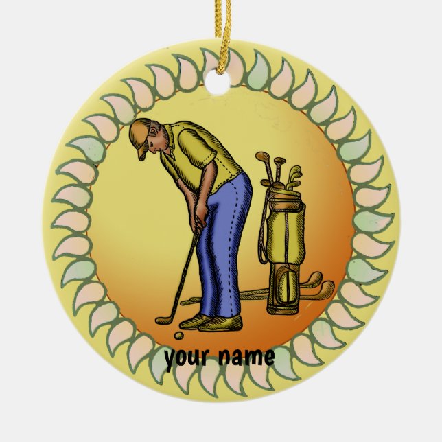 Golfer  Grandpa  Ceramic Ornament (Front)
