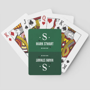 Golfer green golf monogram playing cards