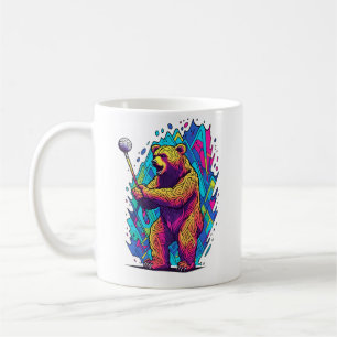 Golfer Grizzly Bear Golf Club Golfing Golf Player Coffee Mug