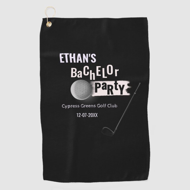 Golfer Groom Bachelor Party Classic White Black Golf Towel (Front)