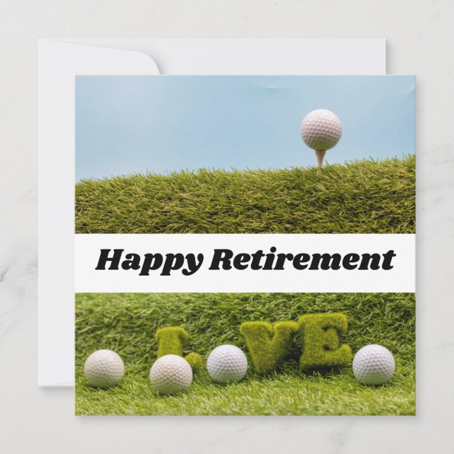 Golfer Happy Retirement golf ball with love Card (Front)