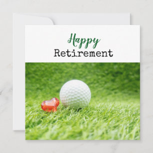Golfer Happy Retirement with golf ball on green