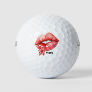 Golfer Happy Valentine's Day with big lips Golf Balls