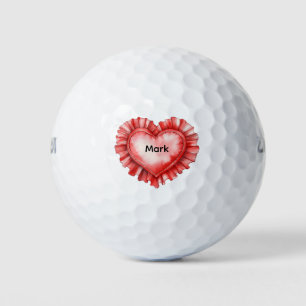 Golfer Happy Valentine's Day with love red heart   Golf Balls