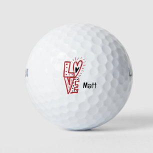 Golfer Happy Valentine's Day with love red heart Golf Balls