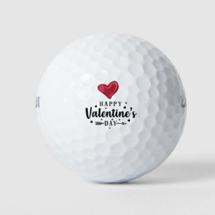 Golfer Happy Valentine's Day with love red heart   Golf Balls