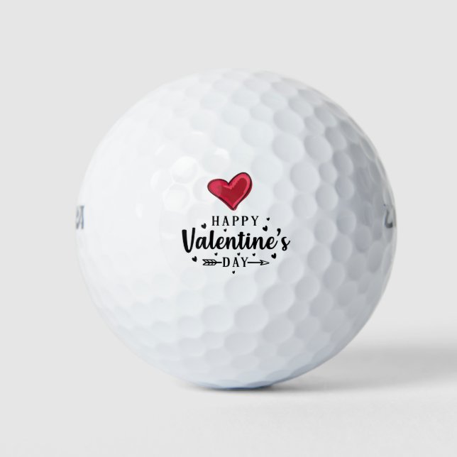 Golfer Happy Valentine's Day with love red heart   Golf Balls (Front)