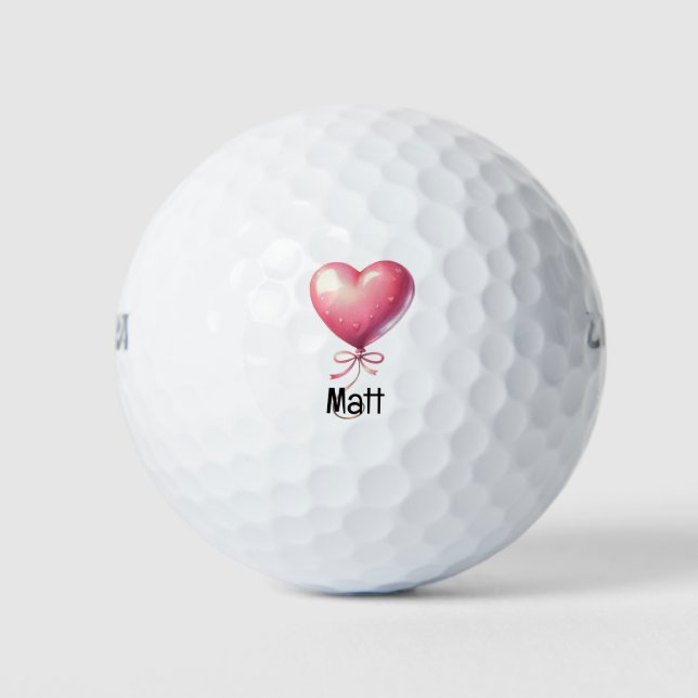 Golfer Happy Valentine's Day with love red heart   Golf Balls (Front)