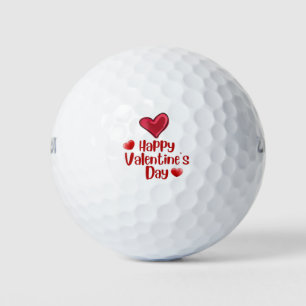 Golfer Happy Valentine's Day with love red heart   Golf Balls