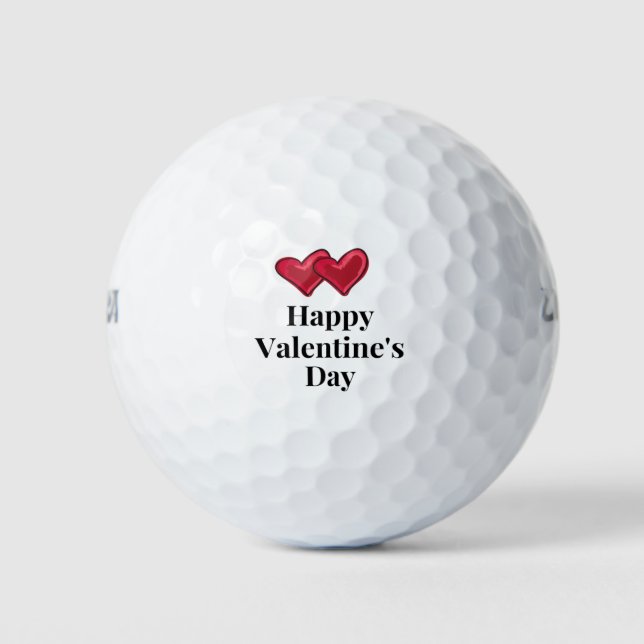 Golfer Happy Valentine's Day with love red heart   Golf Balls (Front)