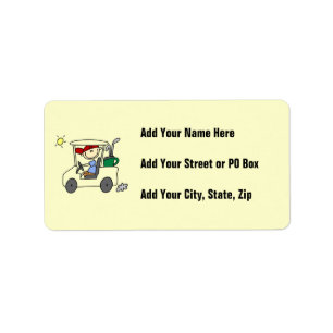 Golfer in Golf Cart Label