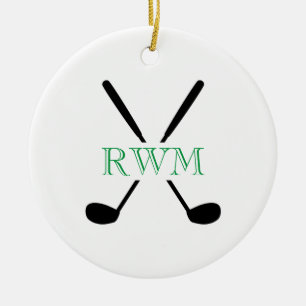 Golfer INITIALS Clubs Course Game Timeless Golfing Ceramic Ornament