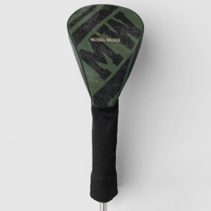 golfer initials name black hunter-green golf head cover