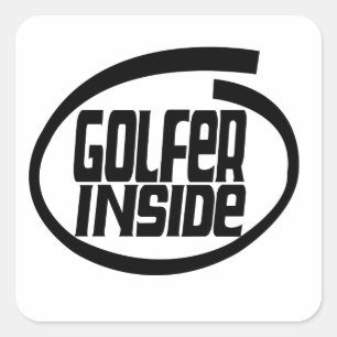 Golfer Inside Square Sticker