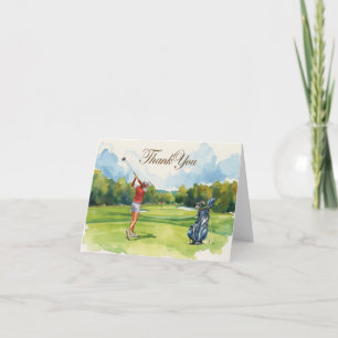 Golfer is golfing on the course thank you card