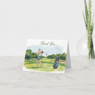 Golfer is golfing on the course thank you card