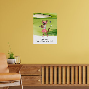 Golfer is on putting green for Siamese Cat lovers Poster