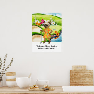 Golfer is on putting green for Siamese Cat lovers Poster