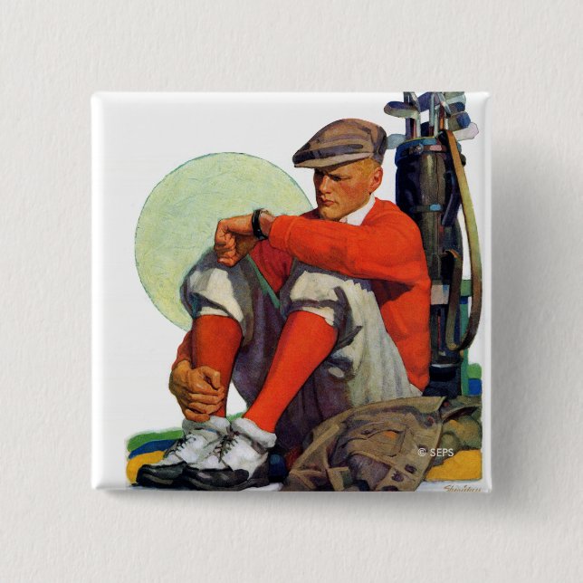 Golfer Kept Waiting 15 Cm Square Badge (Front)