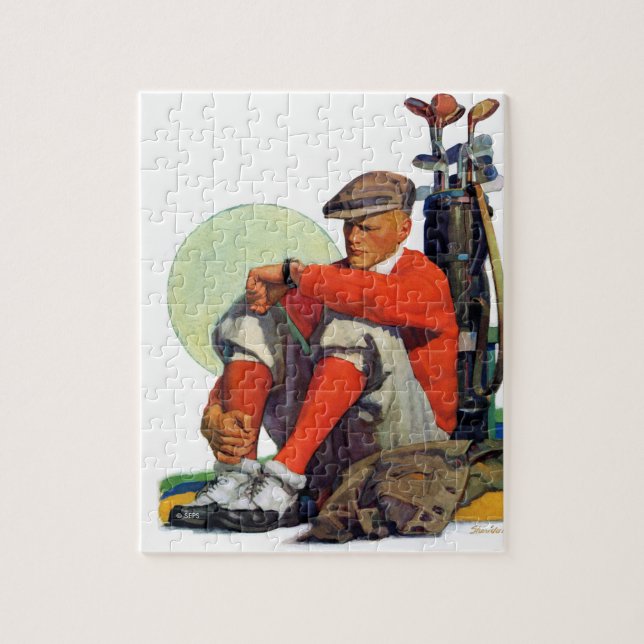 Golfer Kept Waiting Jigsaw Puzzle (Vertical)