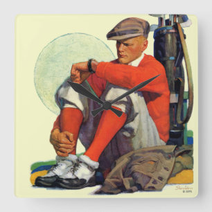 Golfer Kept Waiting Square Wall Clock