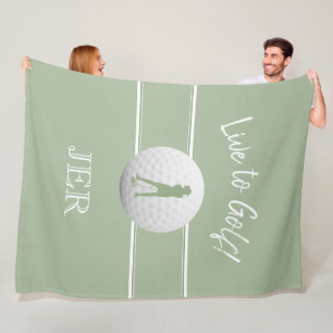 Golfer Ladies Sports Template Sage Green Custom Fleece Blanket
